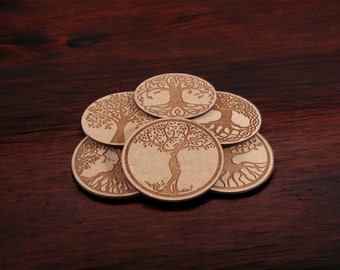 sous-verres en bois - décoration d'arbre - meilleur cadeau - joyeux noël - mdf découpé au laser 2,7 mm 85 mm