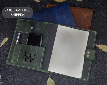 Leather Padfolio for Men, Monogrammed Portfolio, Graduation Gift, Business Portfolio, A5 Sized Organizer, Gift for Mens, Christmas Gift