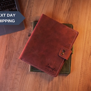 Personalized Leather Padfolio, Portfolio for Notebook, Leather Folder for Women, Gift for Her, A5 Document Holder, Anniversary Gift