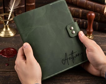 Engraved Leather Portfolio, Personalized Notebook Cover, Custom A5 Notepad Cover, Custom Refillable Portfolio, Personalized Gifts