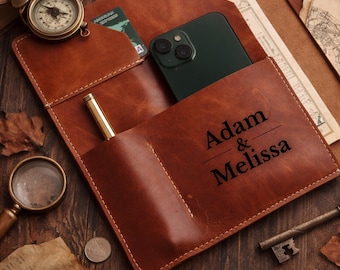 Personalized Leather Padfolio, Portfolio for Notebook, Leather Folder for Women, Gift for Her, A5 Document Holder, Anniversary Gift