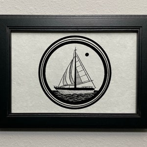 4x6 Dotwork Sailboat Print