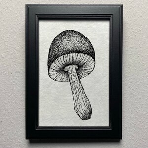 4x6 Dotwork Mushroom Print