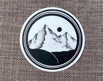 LIMITED EDITION Dotwork Daytime Mountain Circular Die-Cut Vinyl Sticker