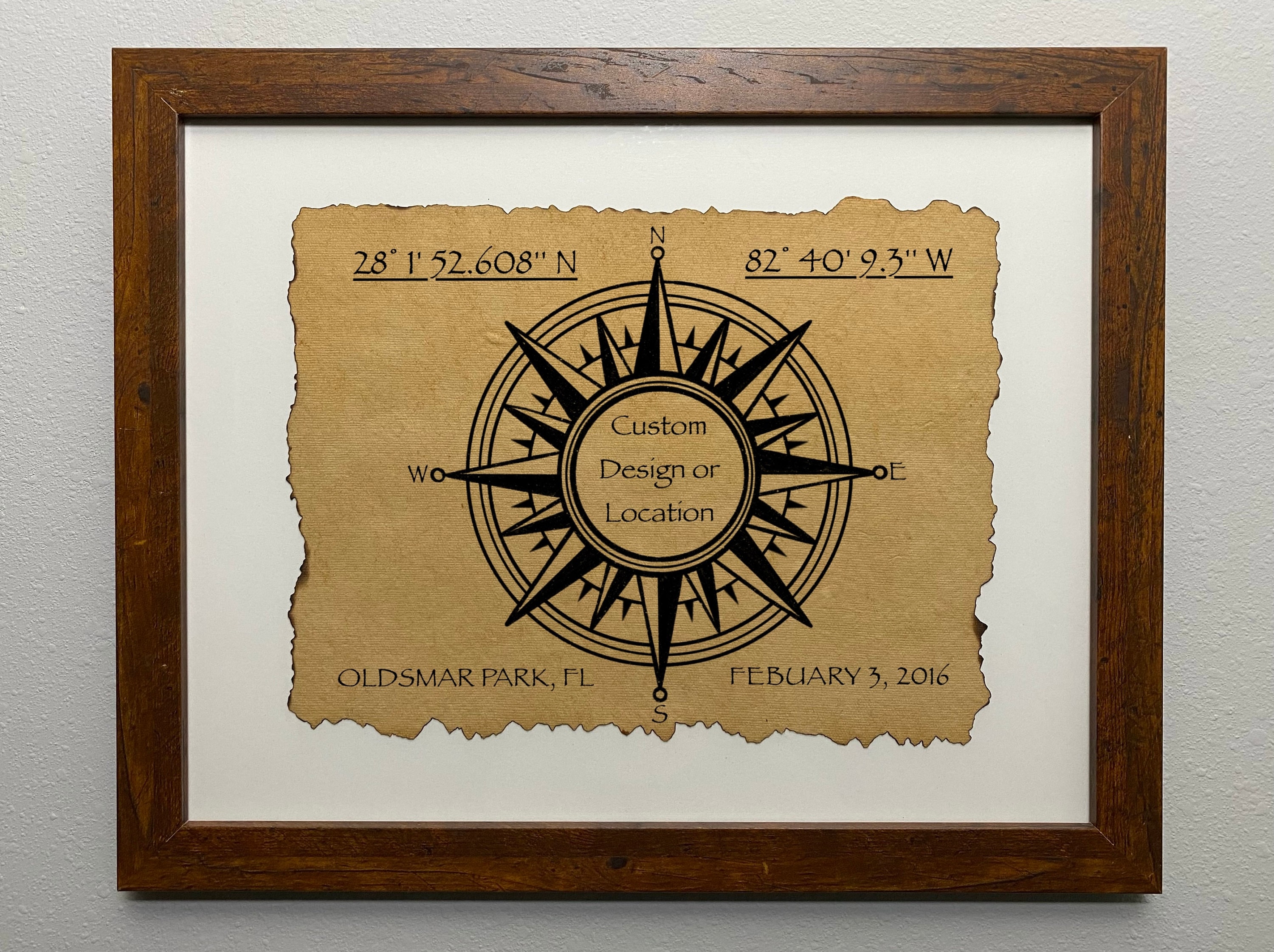 Compass Border Print With Custom Location, Coordinates, and Date - Etsy