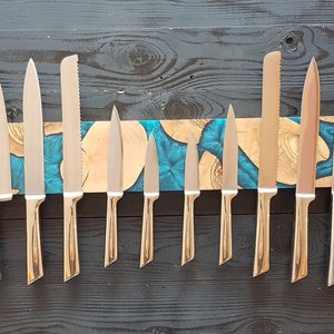Customizable Magnetic Knife Holder,Resin and Olive Wood Knife Rack,Magnetic Bar for Knives, Knife Rack, Kitchen Utensil Holder