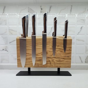 Handmade Magnetic Knife Block, Handmade Olive Wood Knife Rack, Magnetic Bar for Knives, Knife Rack, Kitchen Utensil Holder