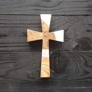 Custom Made Resin and Olive Wood Wall Cross, Wooden Wall Cross, Large wooden Wall Cross, Wall Crucifix, House and Church Gift