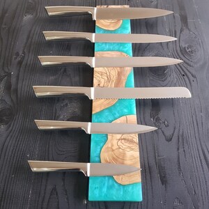 Custom Resin and Olive Wood Magnetic Knife Holder, Resin and Olive Wood Knife Rack, Magnetic Bar for Knives, Knife Rack, Utensil Holder