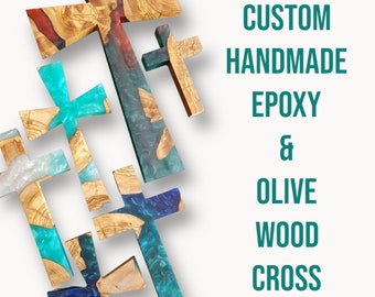 Custom Resin and Olive Wood Wall Cross, Wooden Wall Cross, Large wooden Wall Cross,Wall Crucifix