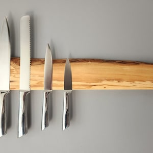 Made to Order Magnetic Knife Holder, Olive Wood Knife Rack,Magnetic Bar for Knives, Knife Rack, Kitchen Utensil Holder image 4