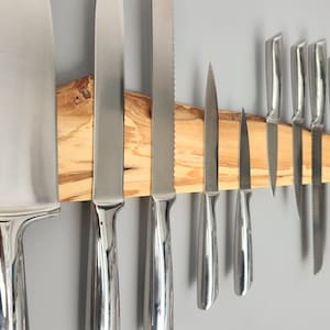 Made to Order Magnetic Knife Holder, Olive Wood Knife Rack,Magnetic Bar for Knives, Knife Rack, Kitchen Utensil Holder image 5
