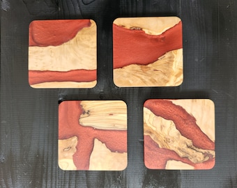 Handmade Resin and Olive Wood Coasters for drinks, Suitable for variety of cups, Modern Home Decor, Coasters, Tabletop Protection