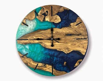 16’’ Resin & Olive Wood Wall Clock-Capri