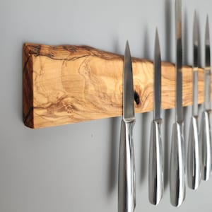 Made to Order Magnetic Knife Holder, Olive Wood Knife Rack,Magnetic Bar for Knives, Knife Rack, Kitchen Utensil Holder image 1