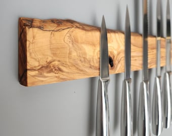 Made to Order Magnetic Knife Holder, Olive Wood Knife Rack,Magnetic Bar for Knives, Knife Rack, Kitchen Utensil Holder