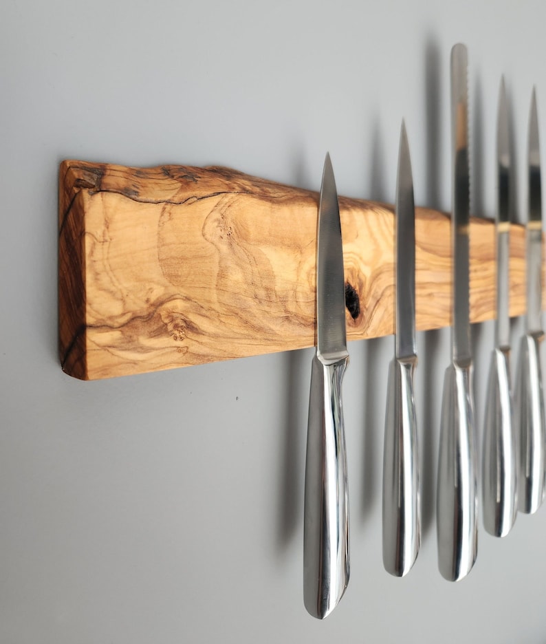 Made to Order Magnetic Knife Holder, Olive Wood Knife Rack,Magnetic Bar for Knives, Knife Rack, Kitchen Utensil Holder