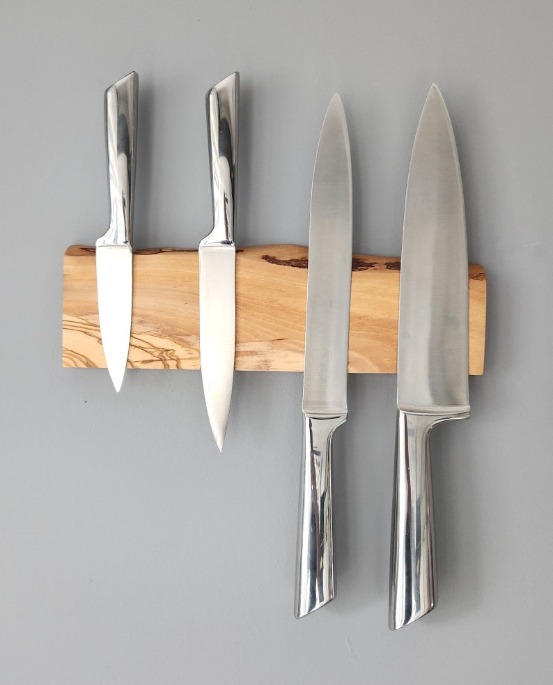 Made to Order Magnetic Knife Holder, Olive Wood Knife Rack,Magnetic Bar for Knives, Knife Rack, Kitchen Utensil Holder image 7