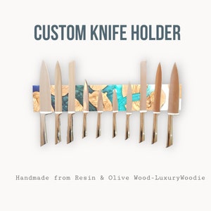 Custom Magnetic Knife Holder,Resin and Olive Wood Knife Rack,Magnetic Bar for Knives, Knife Rack, Kitchen Utensil Holder, Tool Holder