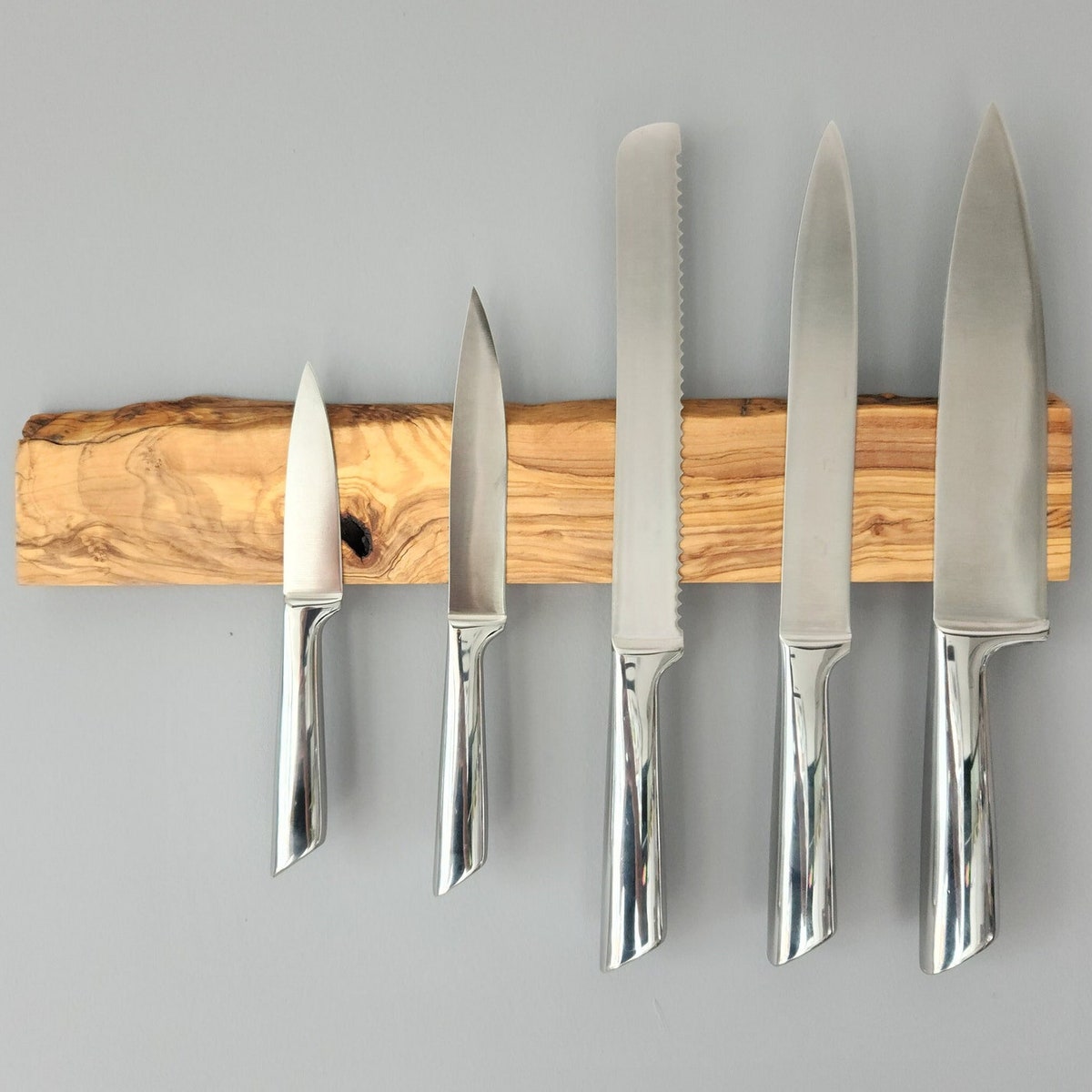 Olive Wood Knife Rack - 5 Knife Holder - Etsy