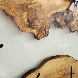 Custom Clear Resin and Olive Wood Wall Clock, Modern Home Decor, Gift, Live Edge Wall Clocks image 5