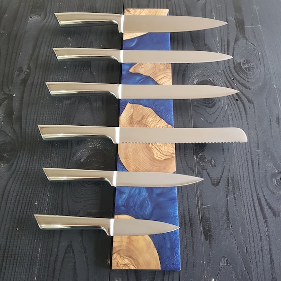 Organizador de cuchillos magnéticos de madera de resina, soporte
