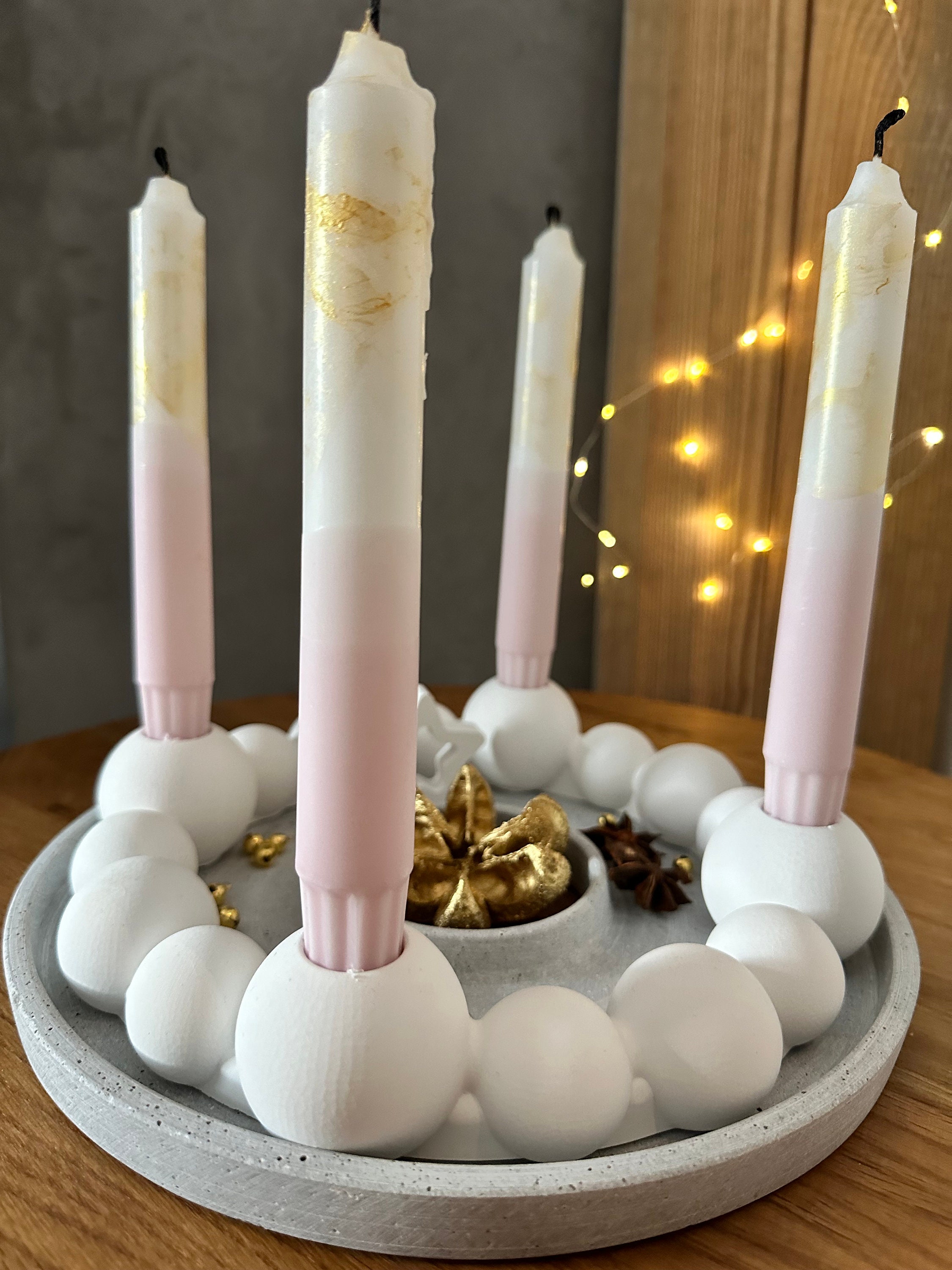 Adventskranz Für Stabkerzen I Dekokranz I Raysin Adventskranz I Kugelkranz I Weißer Adventskranz I Adventsring I Adventskranz Bubble