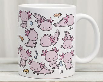 Caneca de Axolote, Caneca de Salamandra, Presente Fofo de Axolote, Canecas Kawaii, Presentes de Axolote, Amante de Axolotes, Xícara de Axolote