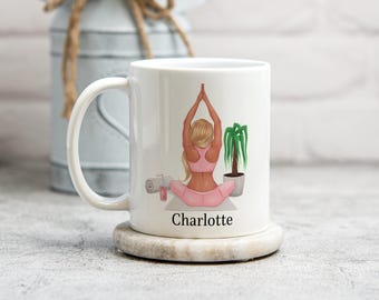 Tazza yoga personalizzata, tazza meditazione, tazza pilates, regalo yoga personalizzato, regalo istruttore yoga, posizione yoga