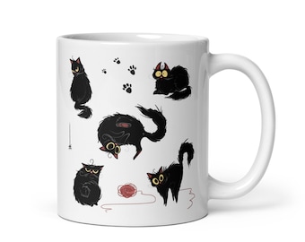 Black Cat Mug, Cat Lover Gift