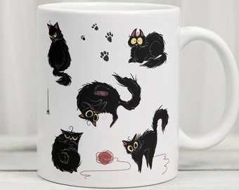 Black Cat Mug, Funny Black Cat Mug, 11oz Coffee Mug With Black Cats, Funny Cat Mug, Black Cat Coffee Mug, Mugs With Cats, Black Cat Gifts