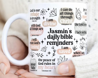 Daily Bible Reminders Mug, Personalised Bible Mug, Bible Verse Mug, Christian Mug, Religious Mug, Scripture Mug, Christian Affirmations