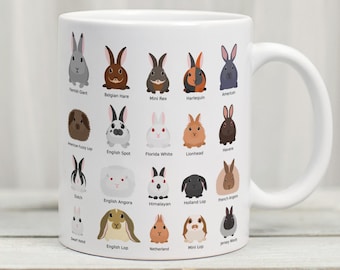 Rabbit Breed Mug, Bunny Mug, Easter Mug, Rabbit Lover Gift, Rabbit Cup, Bunny Rabbits