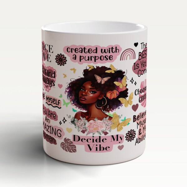 Black Girl Love, Black Girl Mug, Black Girl Coffee Mug, Black Girl Affirmations, Black Girl Magic, Affirmation Mug, Self Love Mug