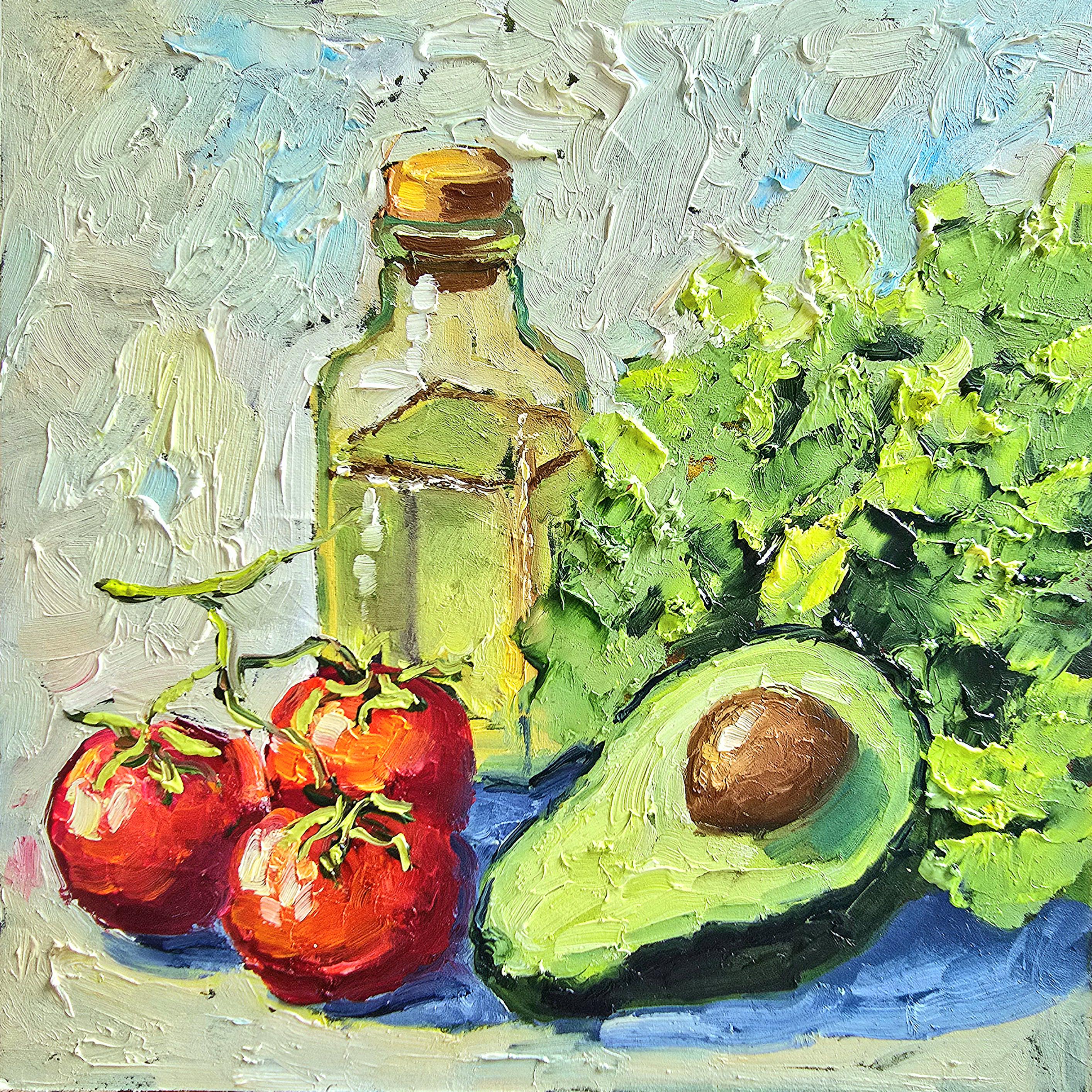 Vegetables Healthy Food Oil Painting on Cardboard 8x8 Inch (20x20