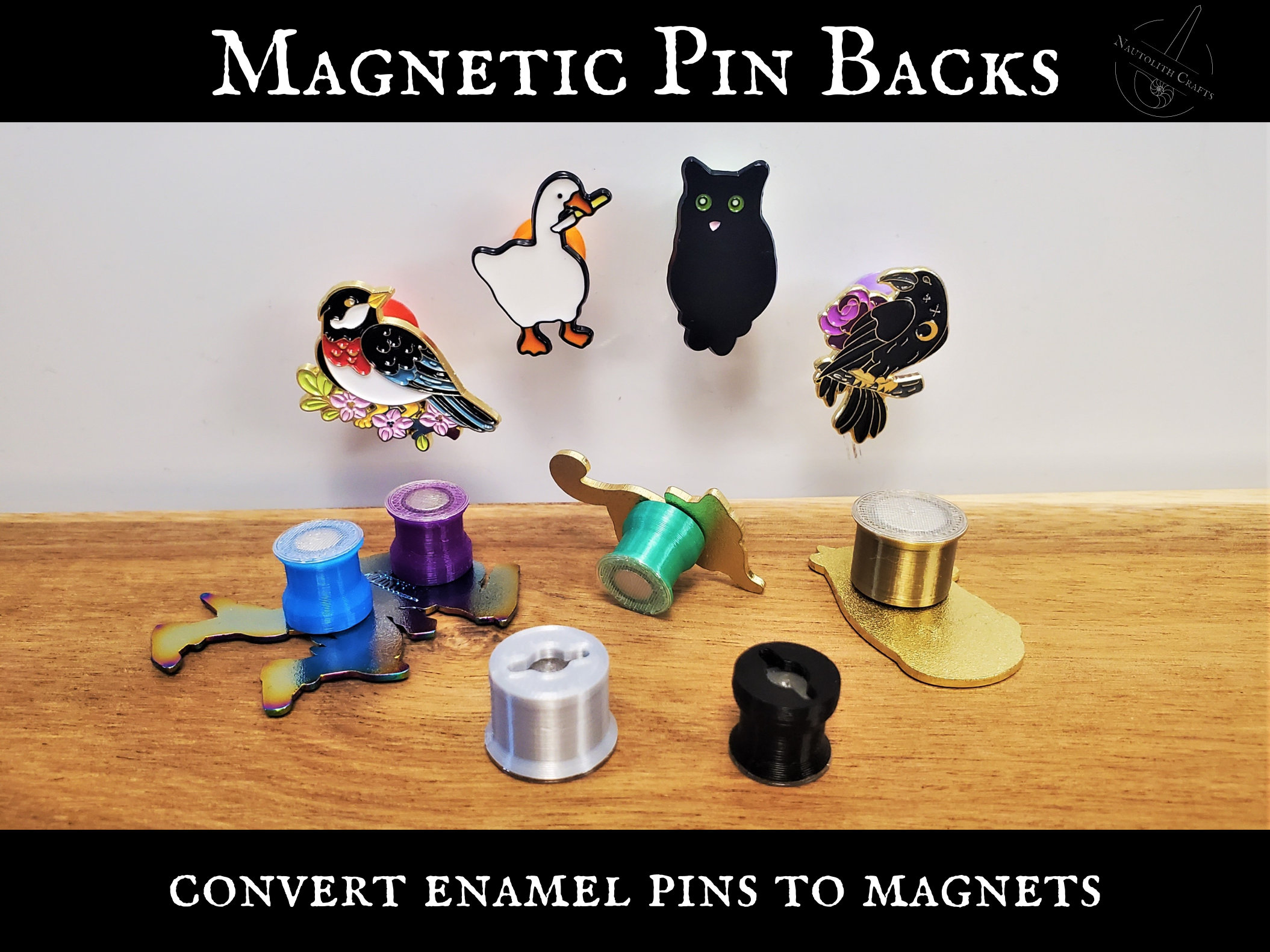Black Ribbon Pin Magnetic Back | Black | Safety Pins by PinMart