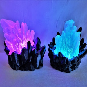 Color-Changing LED Crystal Lamp - 12V Power Supply Included - No Batteries Required - Multicolor Shifting Control 3D Printed Meditation Lamp