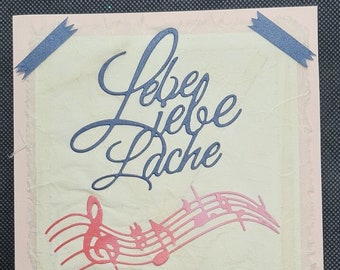 Lebe Liebe Lacke-Klappkarte, die auch als Bild gerahmt werden kann, mit Umschlag
