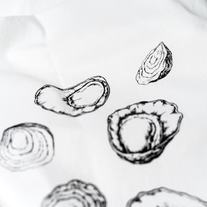 SECONDS/MISRPINT/IRREGULARS | Handmade Oyster Tea Towel Screen Printed with Ecofriendly Ink on Organic Cotton at a Discounted Sale Price