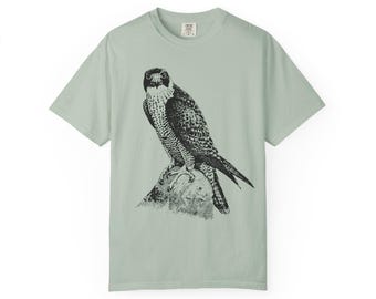 Peregrine Falcon Unisex Tee Shirt for Bird Lovers and Nature Gifts | Bird Watching Shirt with a Vintage Animal Illustration | Cottagecore