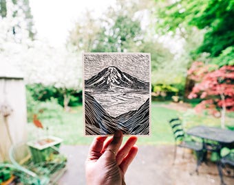 Mt Rainier / Tahoma Vinyl Sticker | PNW Mountain Adventure Stickers | Waterproof Decal for Laptop, Water Bottle, and Car Bumper Sticker