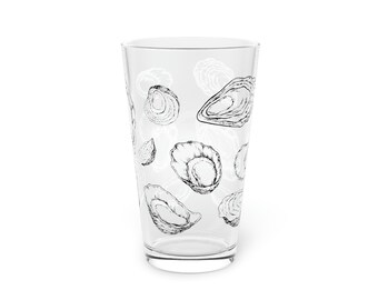 Oyster Pint Glass for Nature Lovers | Coastal Kitchen Decor for Beer Lovers | Nautical Beer Glass | Nature Print Cabin and Lake Home Gifts