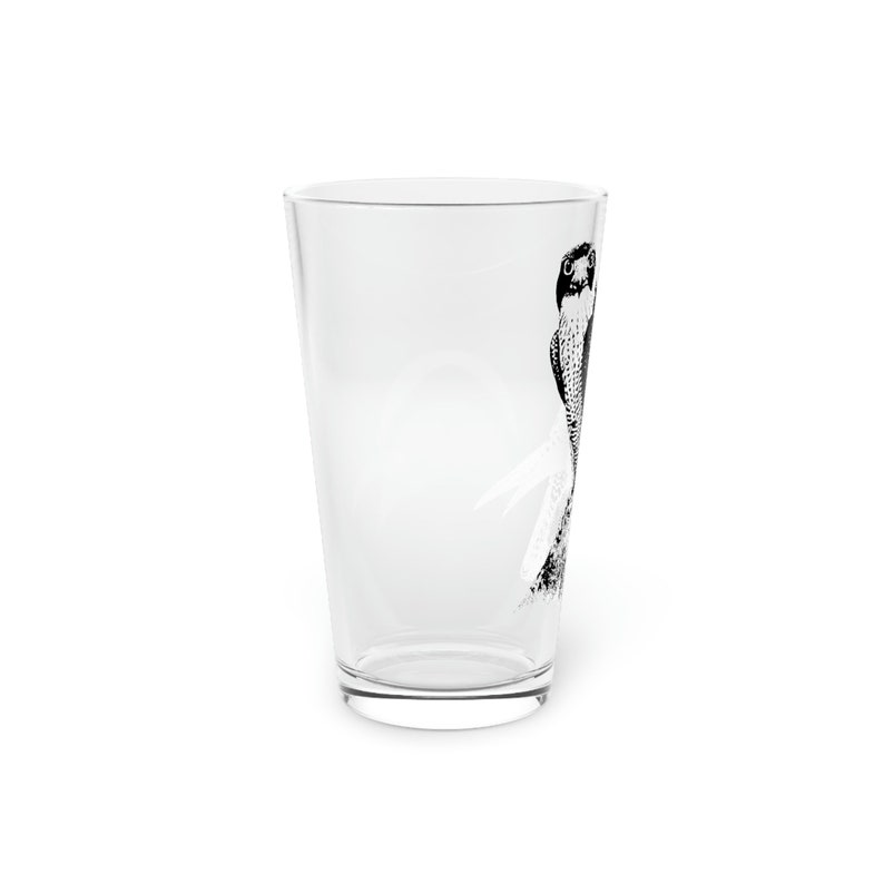Peregrine Falcon Pint Glass | Hawk | Bird Glass | Nature Mug | Gifts for Craft Beer Lovers | Kitchen Decor | Modern Nature Home Decor image 2