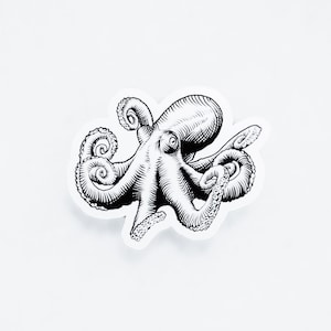 Octopus Vinyl Sticker for Laptops, Water Bottles, Journals and Bumper Stickers | Cute Cottagecore Ocean Animal Decals | Holographic or White