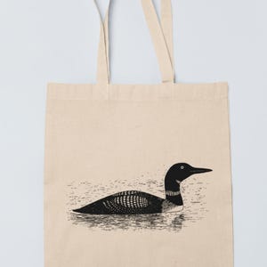SECONDS/MISPRINTS/IRREGULARS | Common Loon Organic Cotton Screen Printed Canvas Tote Bag | Cute Cabin and Lake Home Accessories