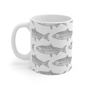Chinook Salmon Ceramic Coffee Mug | Fly Fishing Gifts for Men and Women | Perfect for Coastal Kitchens, Saltwater and Trout Fishing