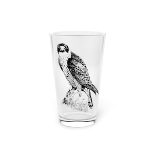 Peregrine Falcon Pint Glass | Hawk | Bird Glass | Nature Mug | Gifts for Craft Beer Lovers | Kitchen Decor | Modern Nature Home Decor