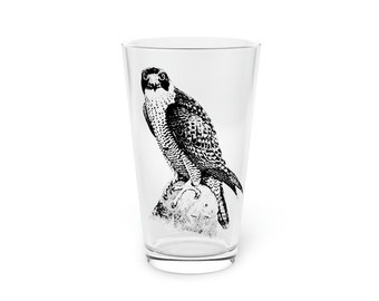 Peregrine Falcon Pint Glass | Hawk | Bird Glass | Nature Mug | Gifts for Craft Beer Lovers | Kitchen Decor | Modern Nature Home Decor