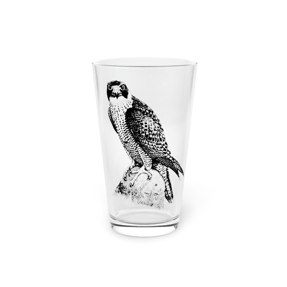 Peregrine Falcon Pint Glass | Hawk | Bird Glass | Nature Mug | Gifts for Craft Beer Lovers | Kitchen Decor | Modern Nature Home Decor