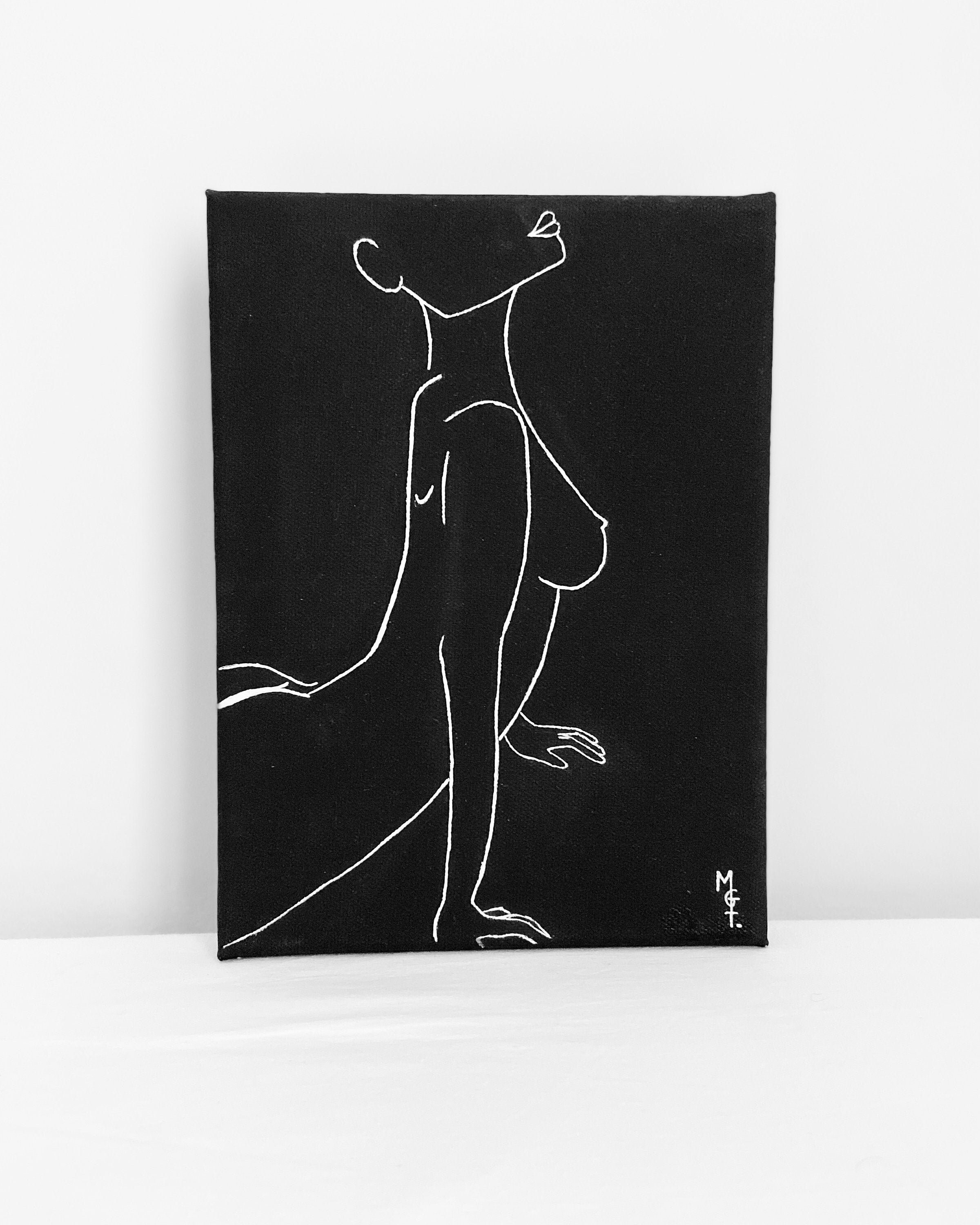 Peinture Savéria - Toile Noire Line Art